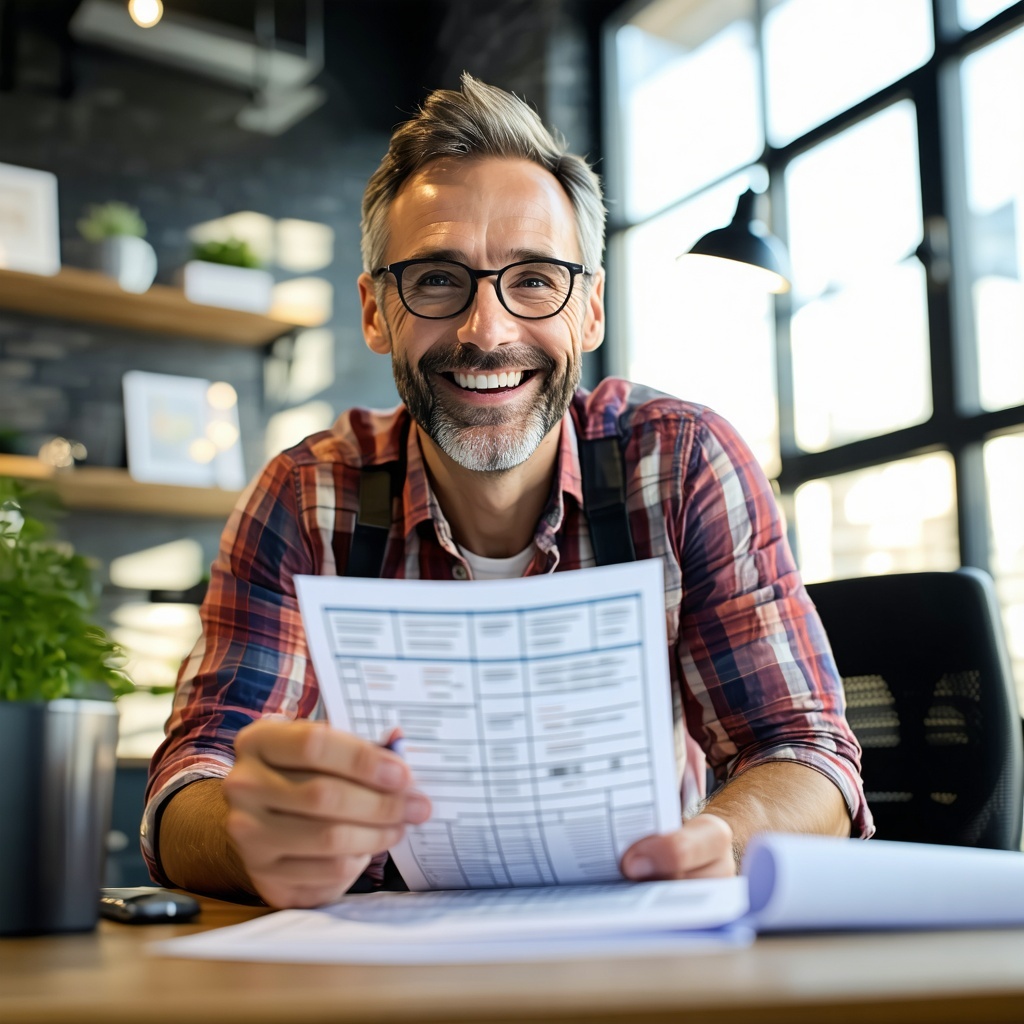 picture of a business owner happy with n energy bill-1